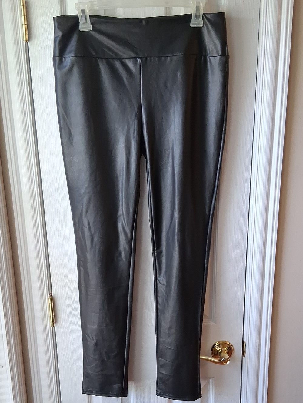 Faux Leather High Rise Leggings - Black